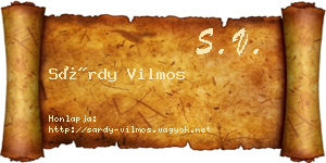Sárdy Vilmos névjegykártya
